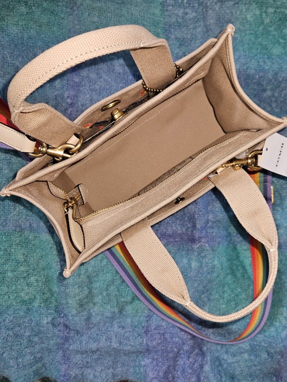 Rainbow Coach Embroidered Handbag - Picture 3 of 7